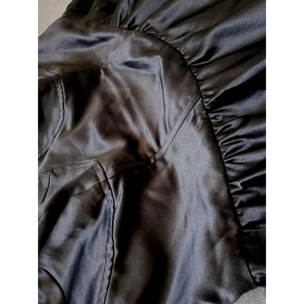 Corset Seam Full Skirt Black Satin A-Line Dress Adjustable Straps By DB Studio - Picture 8 of 13
